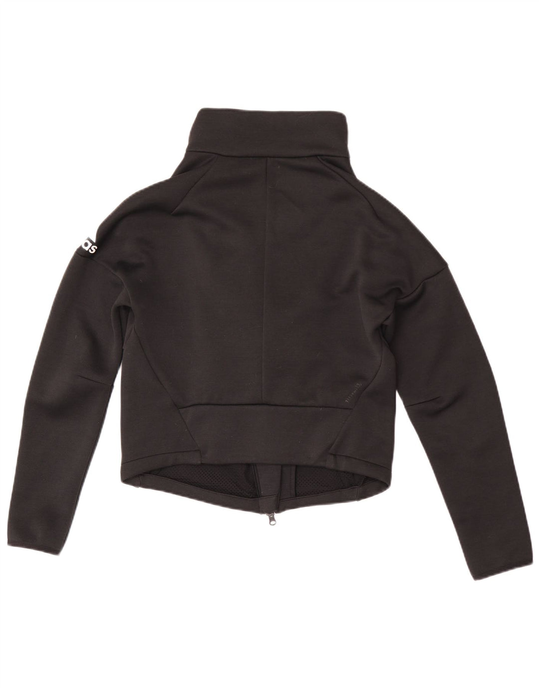 Adidas Damen Crop Trainingsanzug Top Jacke UK 8/10 Small Schwarz Polyester