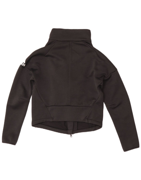 Adidas Damen Crop Trainingsanzug Top Jacke UK 8/10 Small Schwarz Polyester