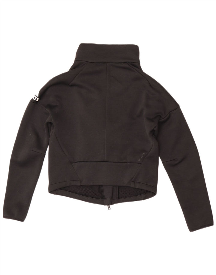 Adidas Damen Crop Trainingsanzug Top Jacke UK 8/10 Small Schwarz Polyester