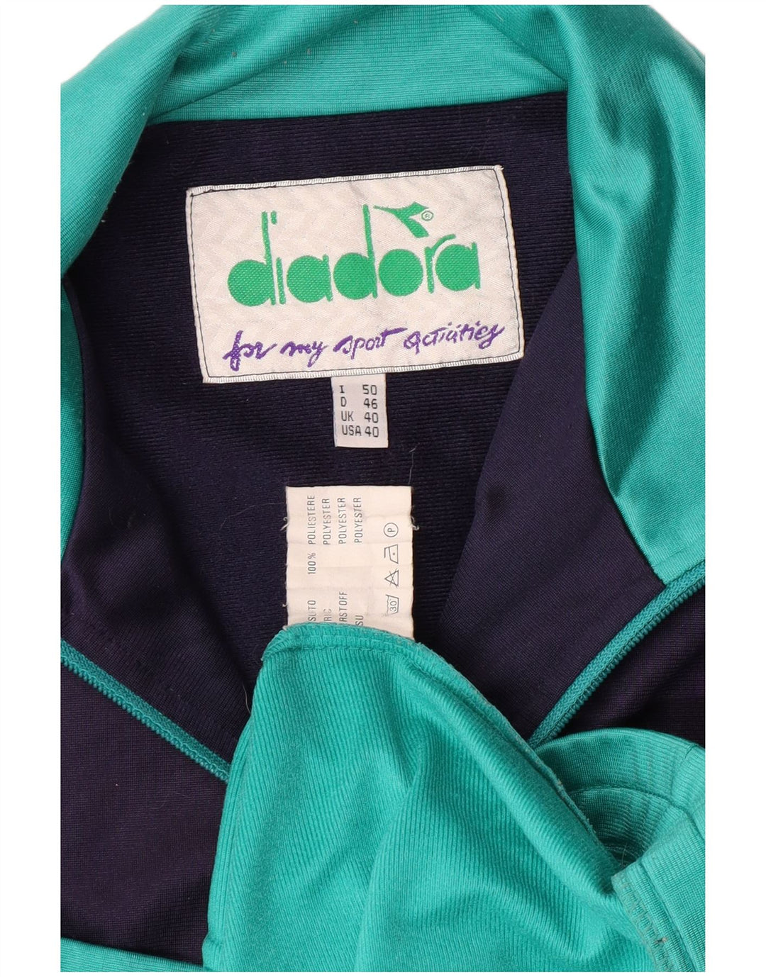 DIADORA Herren-Trainingsanzug-Oberteiljacke UK 40 Mitteltürkis Farbblock