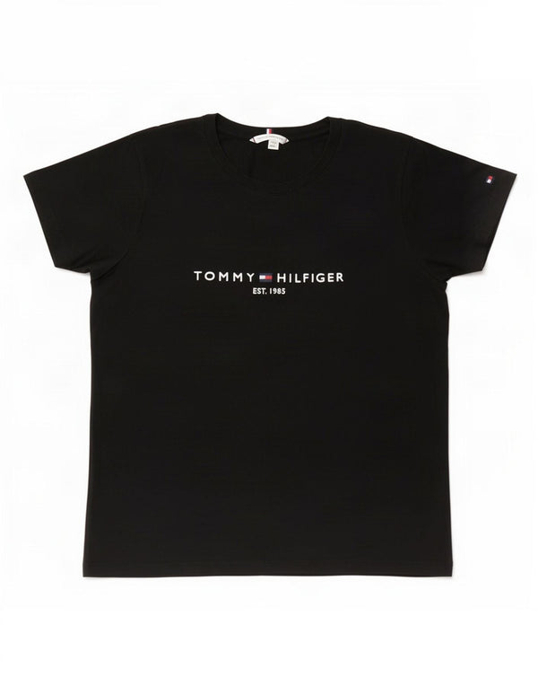 Tommy Hilfiger Damen-T-Shirt mit Grafik, UK 20 2XL, schwarze Baumwolle