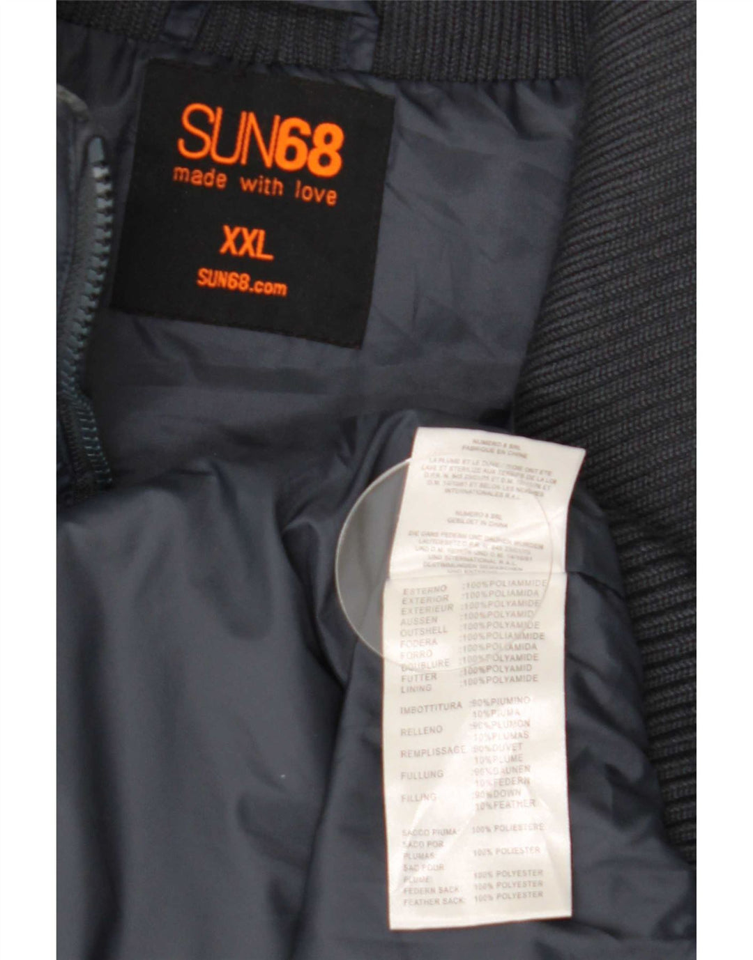 Sun68 Wattierte Herrenjacke UK 44 2XL Marineblaues Colourblock-Polyamid