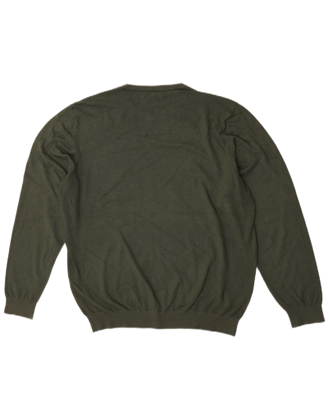 Zara Herren-Pullover mit Rundhalsausschnitt, groß, Khaki, Viskose