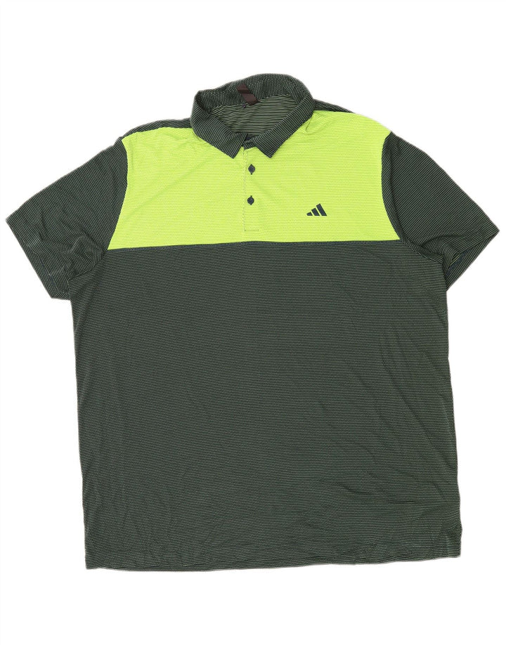 Adidas Herren Poloshirt 2XL Grün Colourblock Polyester