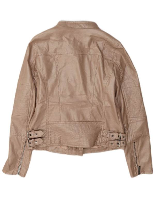 Michael Kors Damen Kunstleder Bikerjacke UK 6 XS Beige