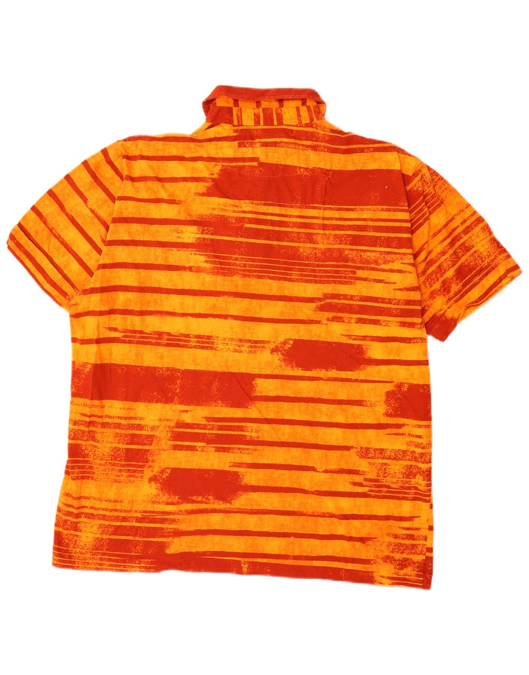 HUGO BOSS Herren Kurzarm-Pulloverhemd XL Orange gestreift aus Baumwolle