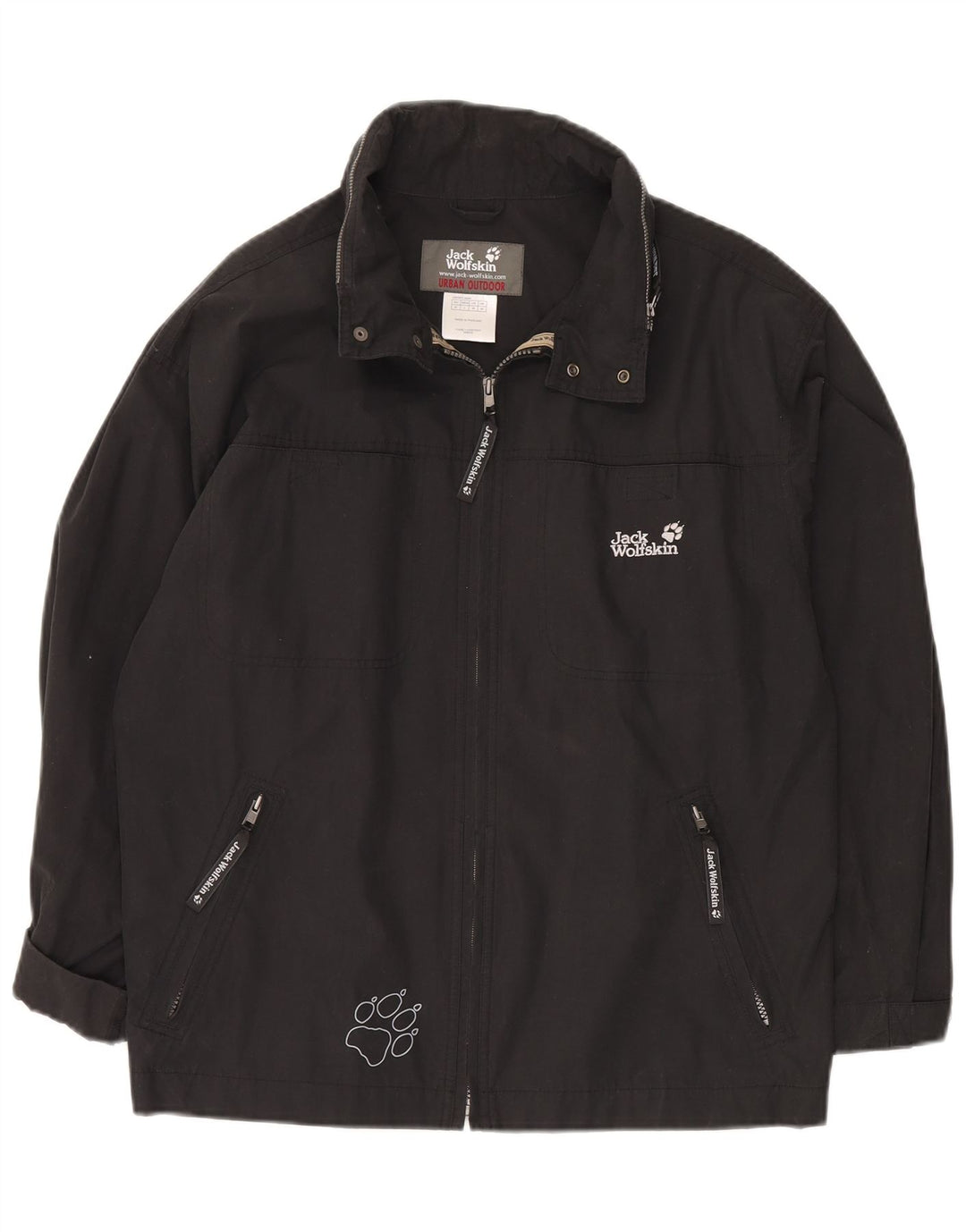 JACK WOLFSKIN Herren-Regenjacke mit Kapuze und Grafik, UK 38, Mittelschwarz, Polyester