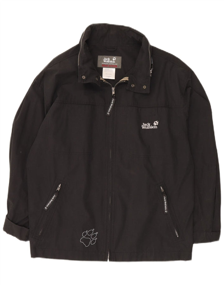 JACK WOLFSKIN Herren-Regenjacke mit Kapuze und Grafik, UK 38, Mittelschwarz, Polyester