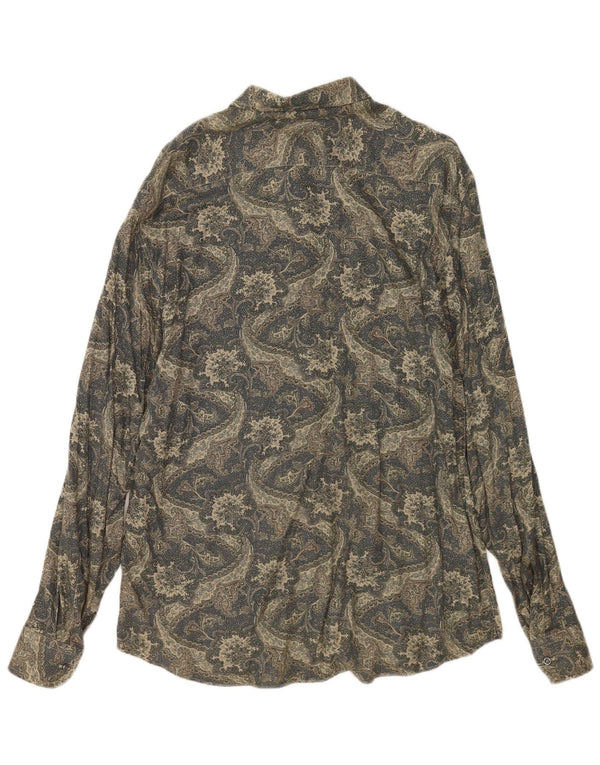 Vintage Herrenhemd Größe 43 17 XL Grün Paisley Viskose