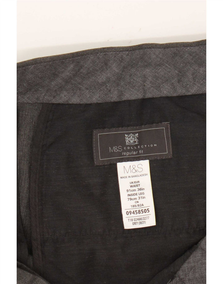 Marks & Spencer Herren-Anzughose in normaler Passform, W36 L31, grau, Polyester