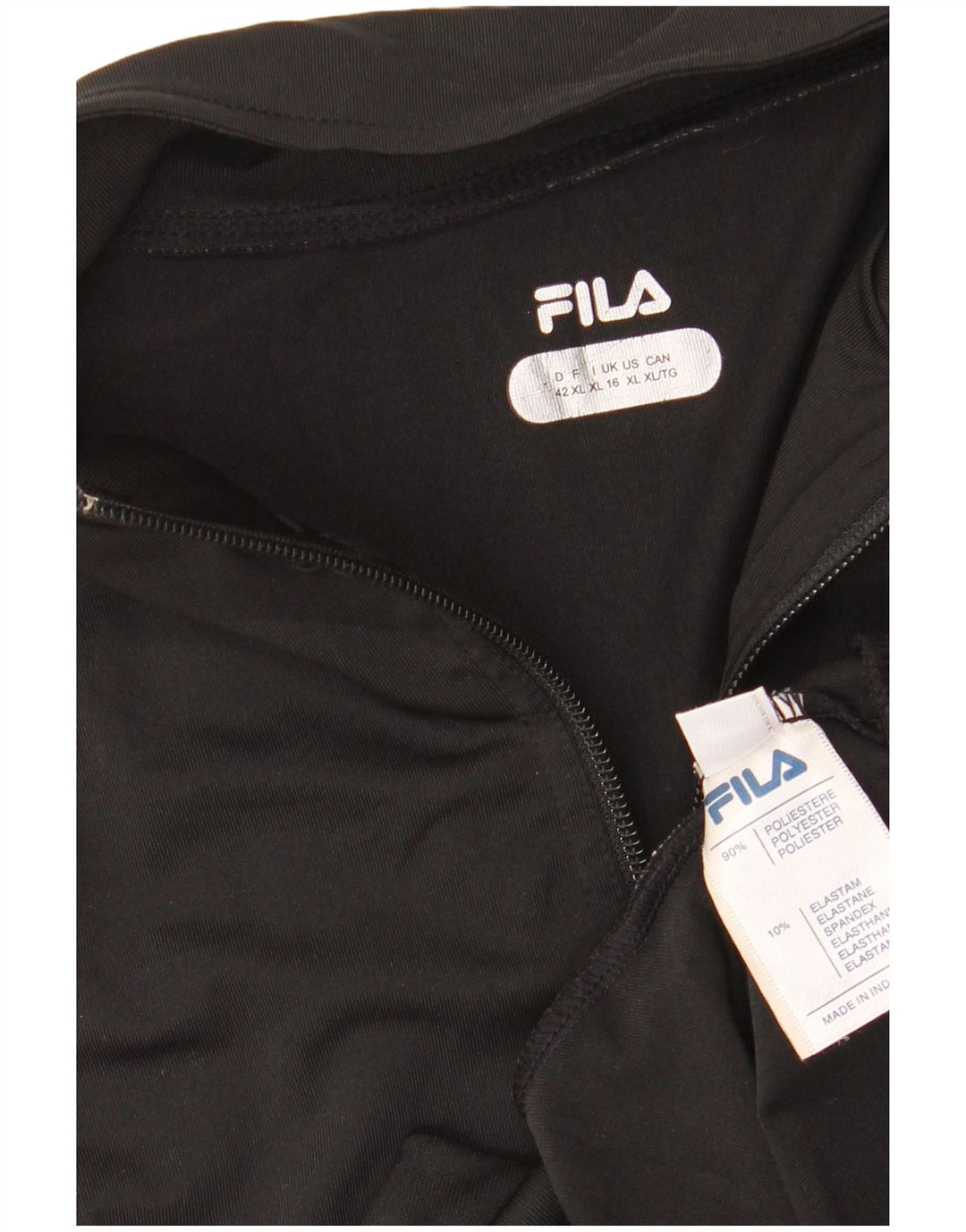 FILA Damen-Trainingsanzug-Top-Jacke, UK 16, groß, schwarzes Farbblock-Polyester