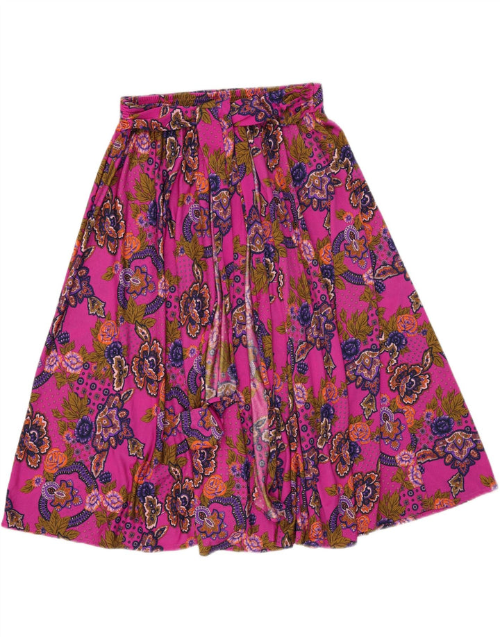 Vintage Damen ausgestellter Rock W34 Großes Rosa Paisley