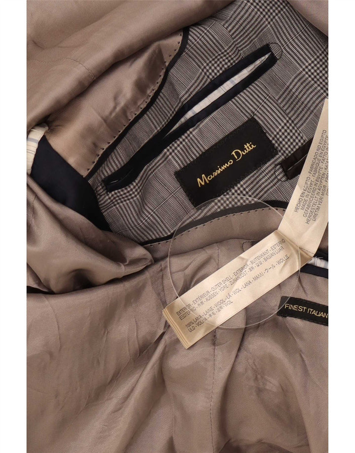 Massimo Dutti Herren 1-Knopf-Blazerjacke UK 38 Mittelgrauer Hahnentritt