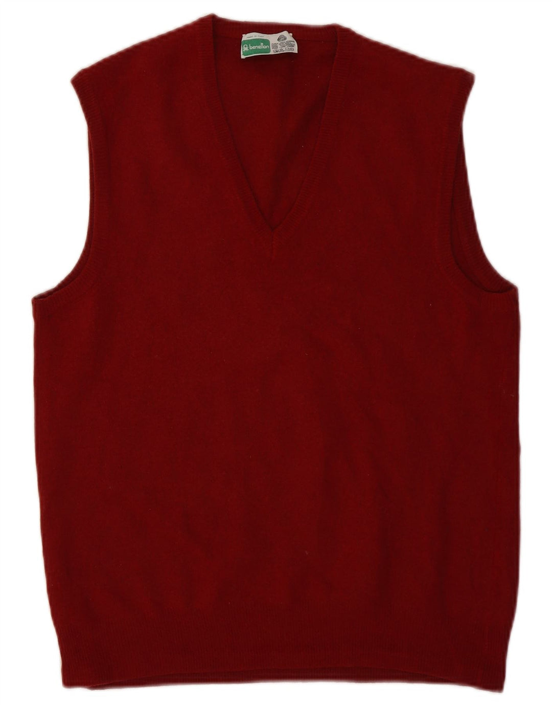 Benetton Herren Weste Tank Top IT 52 Große kastanienbraune Schurwolle