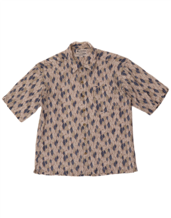 COLUMBIA Herren-Kurzarmhemd aus mittelgrauem geometrischem Rayon