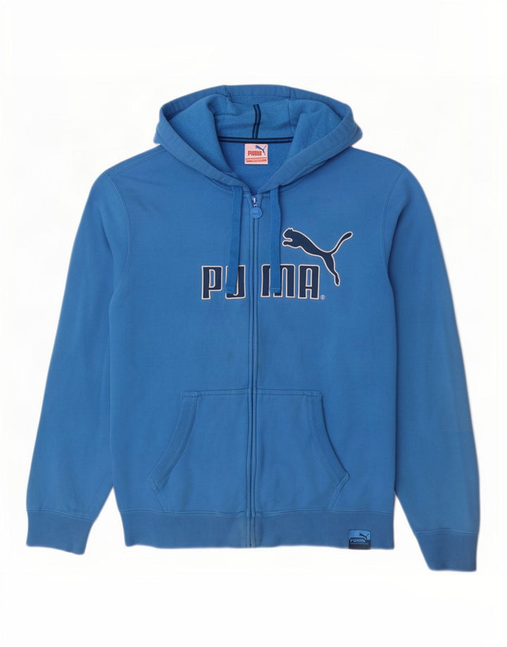 Puma Herren Kapuzenpullover mit grafischem Reißverschluss, Größe L, Blau