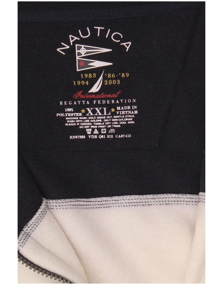 Nautica Herren-Fleecejacke, UK 44, 2XL, weißes Colourblock-Polyester