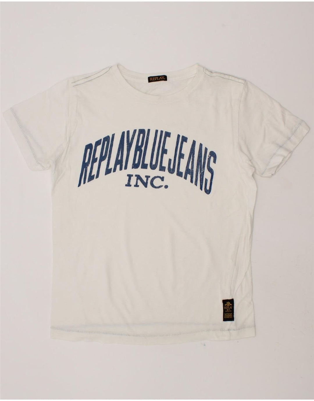 REPLAY Boys Graphic T-Shirt Top 7-8 Years White Vintage Replay and Second-Hand Replay from Messina Hembry 