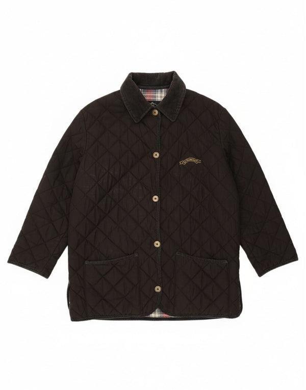 Vintage Damen Steppjacke IT 48 XL Schwarz Baumwolle