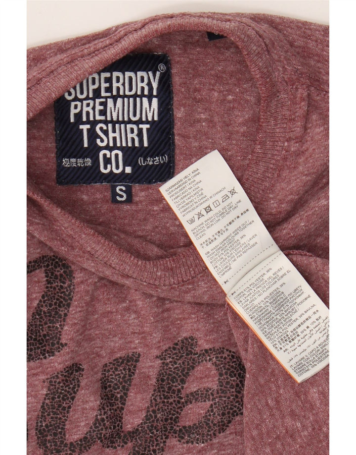 Superdry Herren-T-Shirt mit Grafik, klein, Burgunderrot gesprenkeltes Polyester