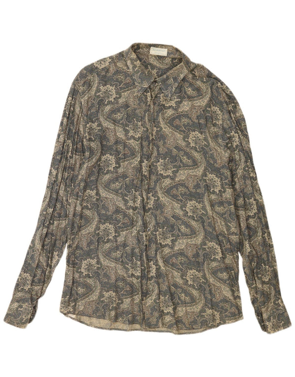 Vintage Herrenhemd Größe 43 17 XL Grün Paisley Viskose