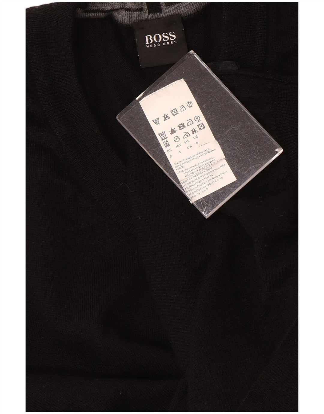 Hugo Boss Herren-Pullover mit V-Ausschnitt, kleine schwarze Wolle