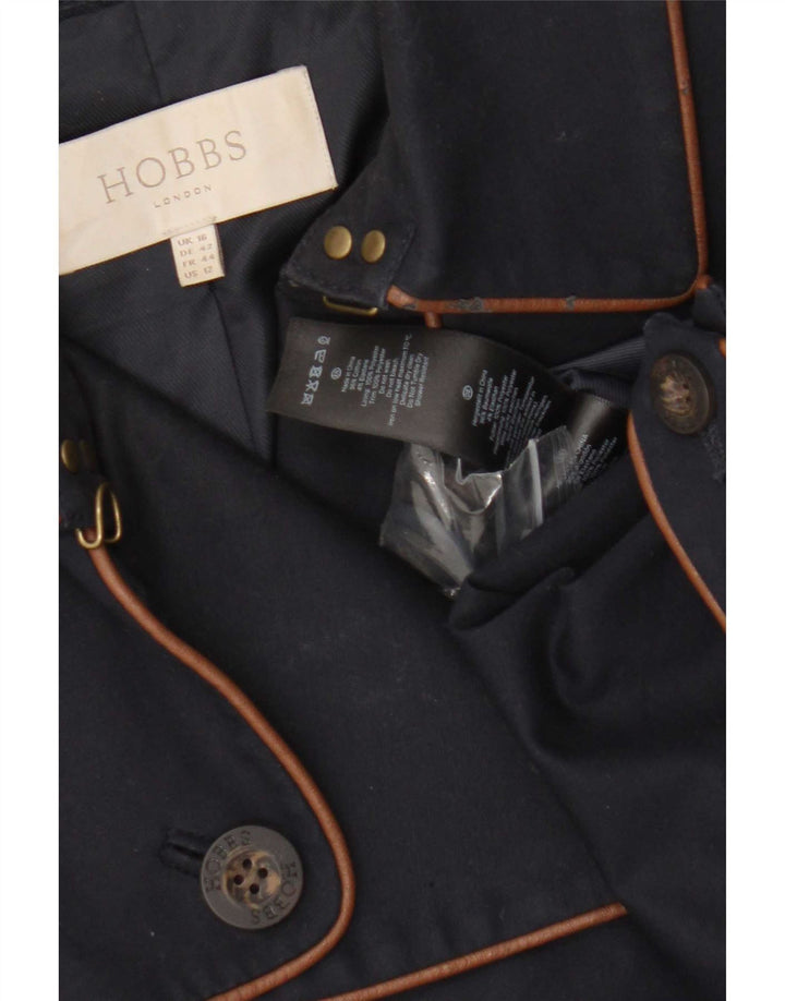 Hobbs Damen Trenchcoat UK 16 Large Marineblaue Baumwolle