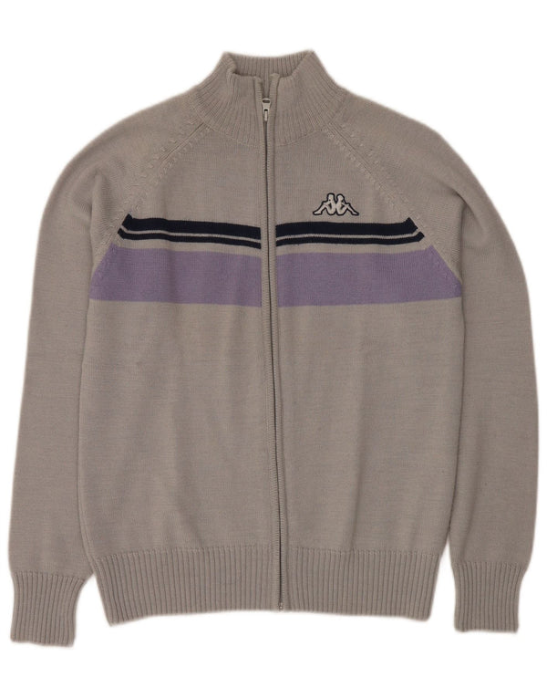 KAPPA Damen-Cardigan-Pullover UK 14 Mittelgraues Farbblock-Acryl