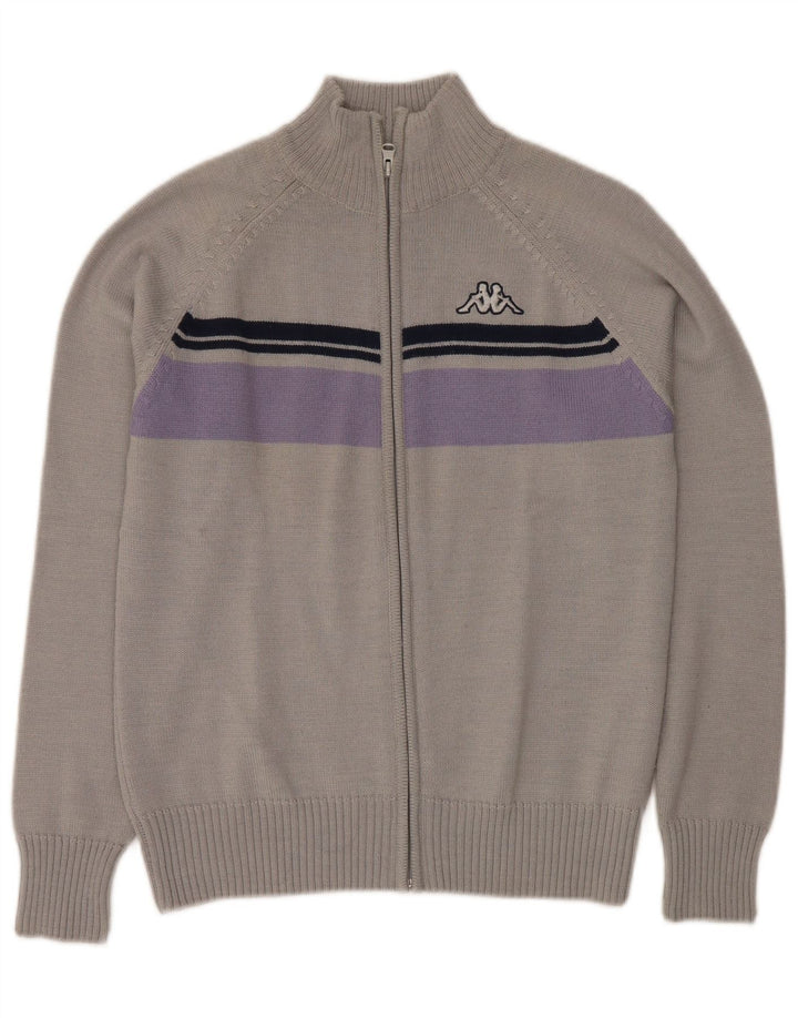 KAPPA Damen-Cardigan-Pullover UK 14 Mittelgraues Farbblock-Acryl