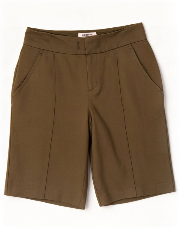 Adidas Damen Bermudashorts mit hoher Taille und Grafik, US 2 2XS W26, grüne Baumwolle