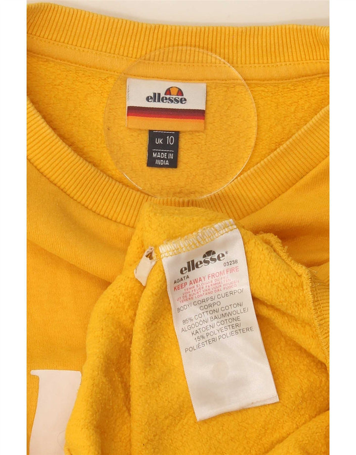 Ellesse Womens Graphic Oversized Sweatshirt Pullover UK 10 Small Gelb