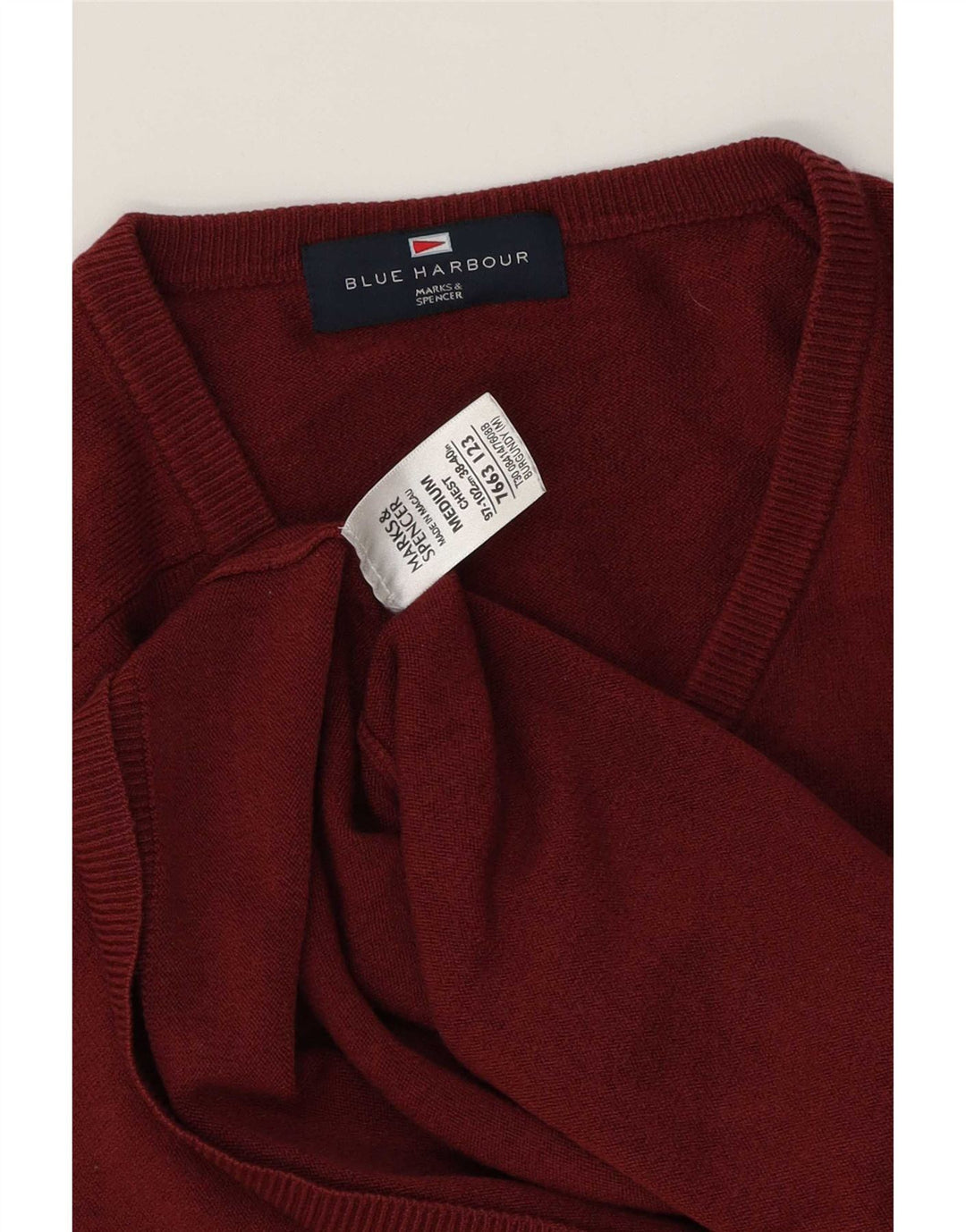 Marks & Spencer Herren Blue Harbor V-Ausschnitt Pullover Pullover Medium Burgund