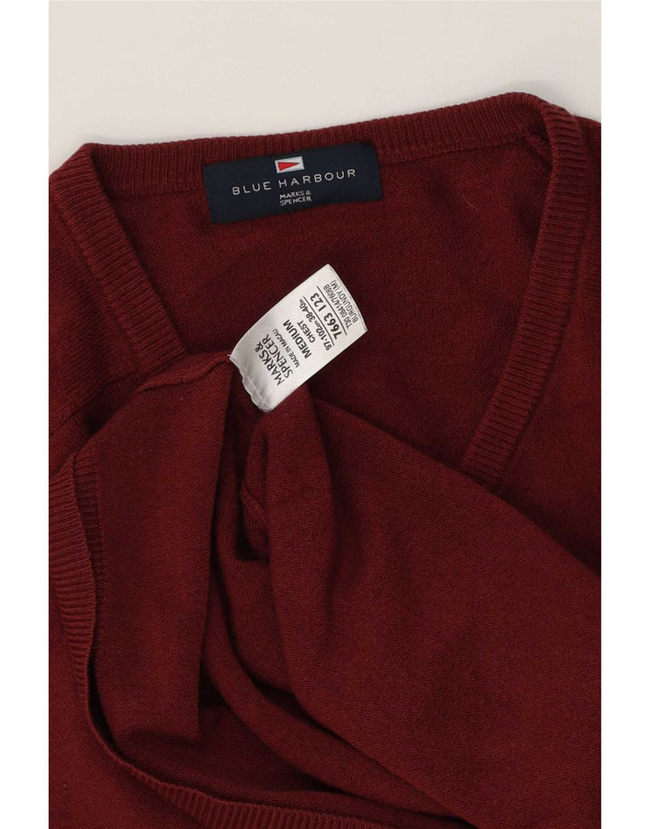 Marks & Spencer Herren Blue Harbor V-Ausschnitt Pullover Pullover Medium Burgund