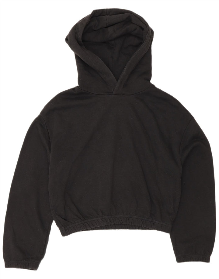Zara Damen Crop Hoodie Pullover UK 14 Medium Schwarz