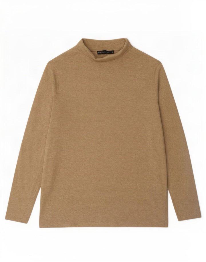Marks & Spencer Damen Top Langarm UK 14 Large Braun Baumwolle