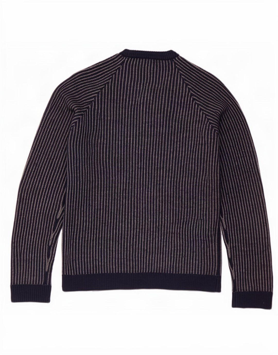 Cos Herren-Pullover mit Rundhalsausschnitt, klein, marineblau, gestreift, Wolle