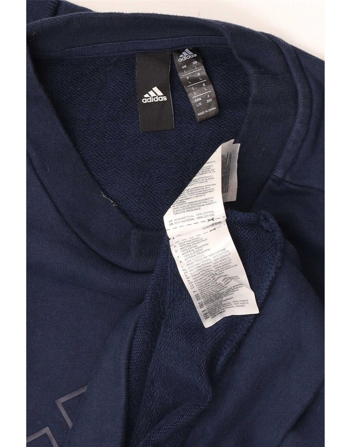 Adidas Herren Grafik-Sweatshirt mit normaler Passform, groß, marineblau, Baumwolle
