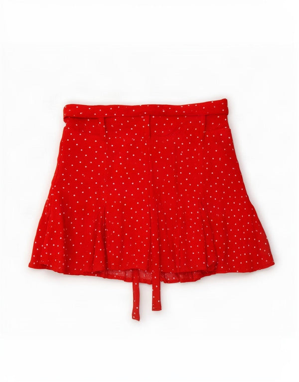 Zara Damen High Rise Shorts UK 4 XS W24 Rot gefleckte Viskose
