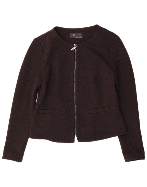Marks & Spencer Damen-Blazer mit durchgehendem Reißverschluss, Gr. 10, Größe S, Schwarz, gestreift