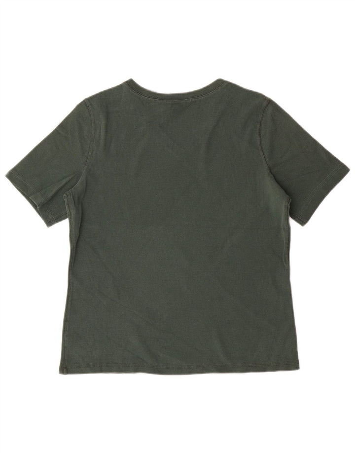 EDDIE BAUER Damen T-Shirt Top UK 14 Mittelgrüne Baumwolle