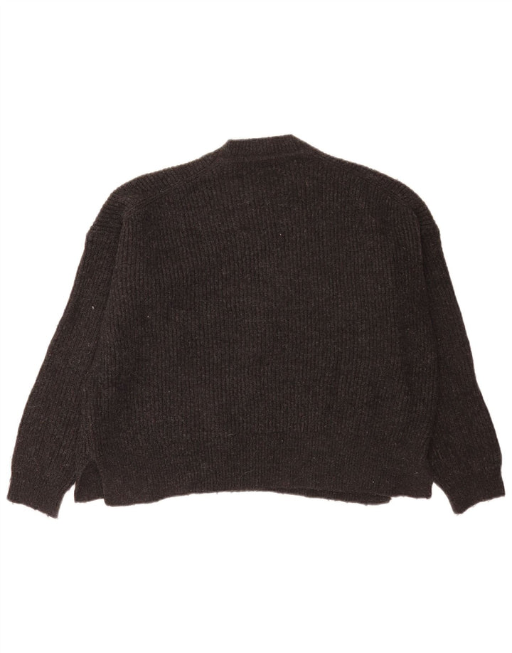 Zara Damen Crop-Oversize-Pullover mit Rundhalsausschnitt, Gr. 10, Größe S, Grau