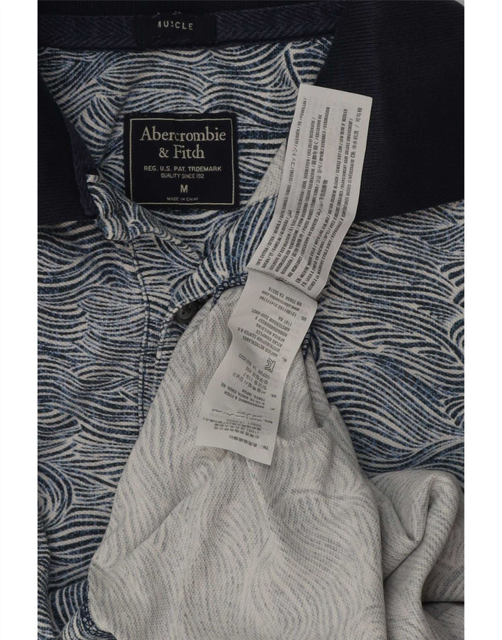 Abercrombie & Fitch Herren Muscle Abstract Pattern Poloshirt Mittelblau