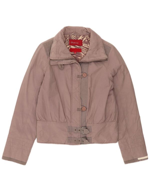 Firetrap Damen Bomberjacke UK 10 Small Graue Baumwolle