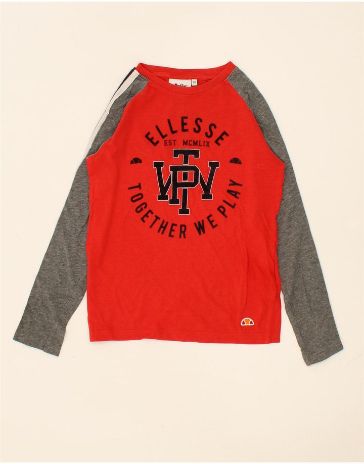 ELLESSE Boys Graphic Top Long Sleeve 7-8 Years Red Colourblock Cotton Vintage Ellesse and Second-Hand Ellesse from Messina Hembry 