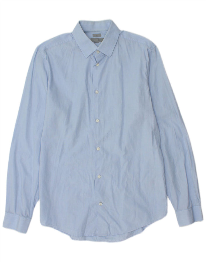 COS Slim-Hemd für Herren, Größe 38, klein, blaue Baumwolle
