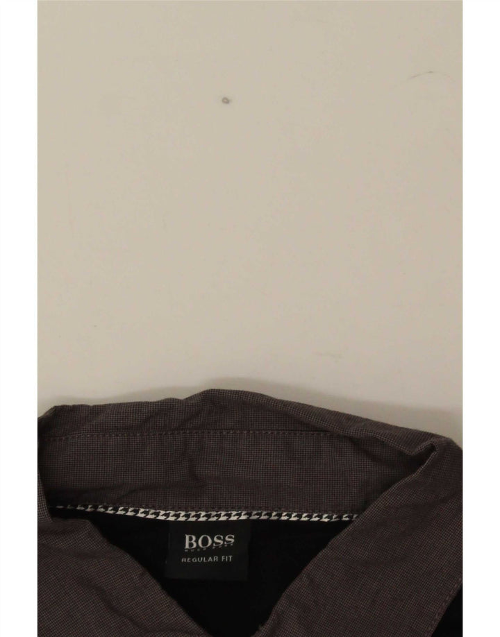 Hugo Boss Herren-Poloshirt mit normaler Passform, Mittelschwarz, Colourblock-Baumwolle