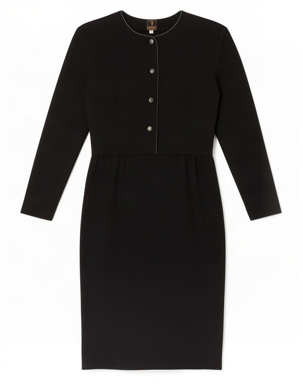 Trussardi Damen Langarm-Etuikleid IT 42 Mittelschwarz