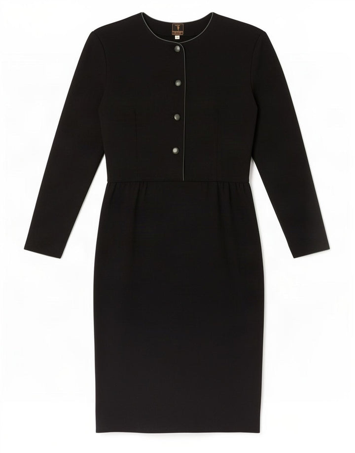 Trussardi Damen Langarm-Etuikleid IT 42 Mittelschwarz