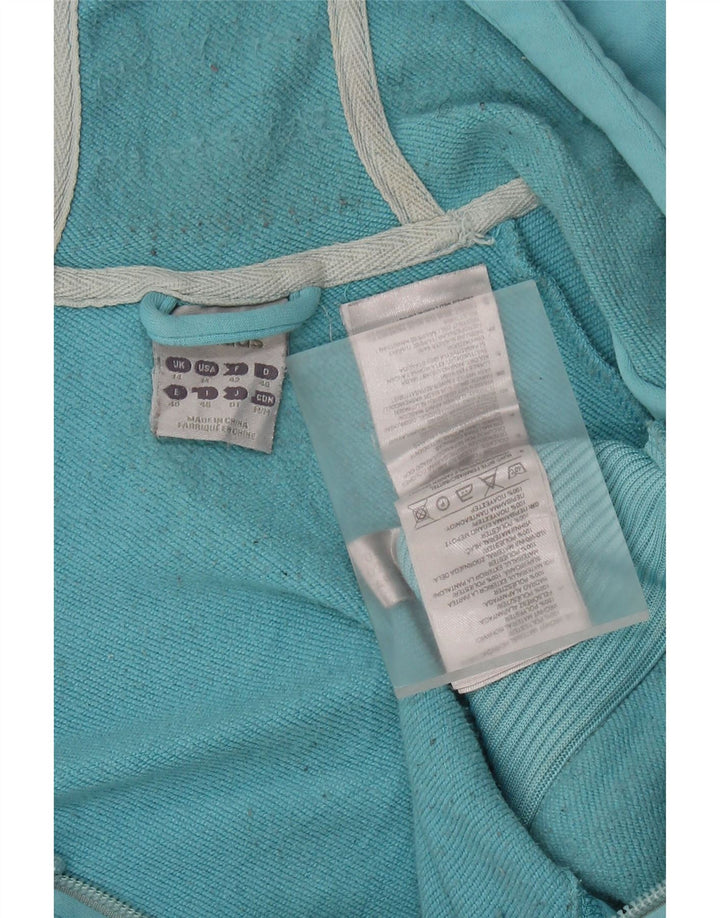 ADIDAS Damen Crop Zip Hoodie Pullover UK 14 Mittelblaues Polyester