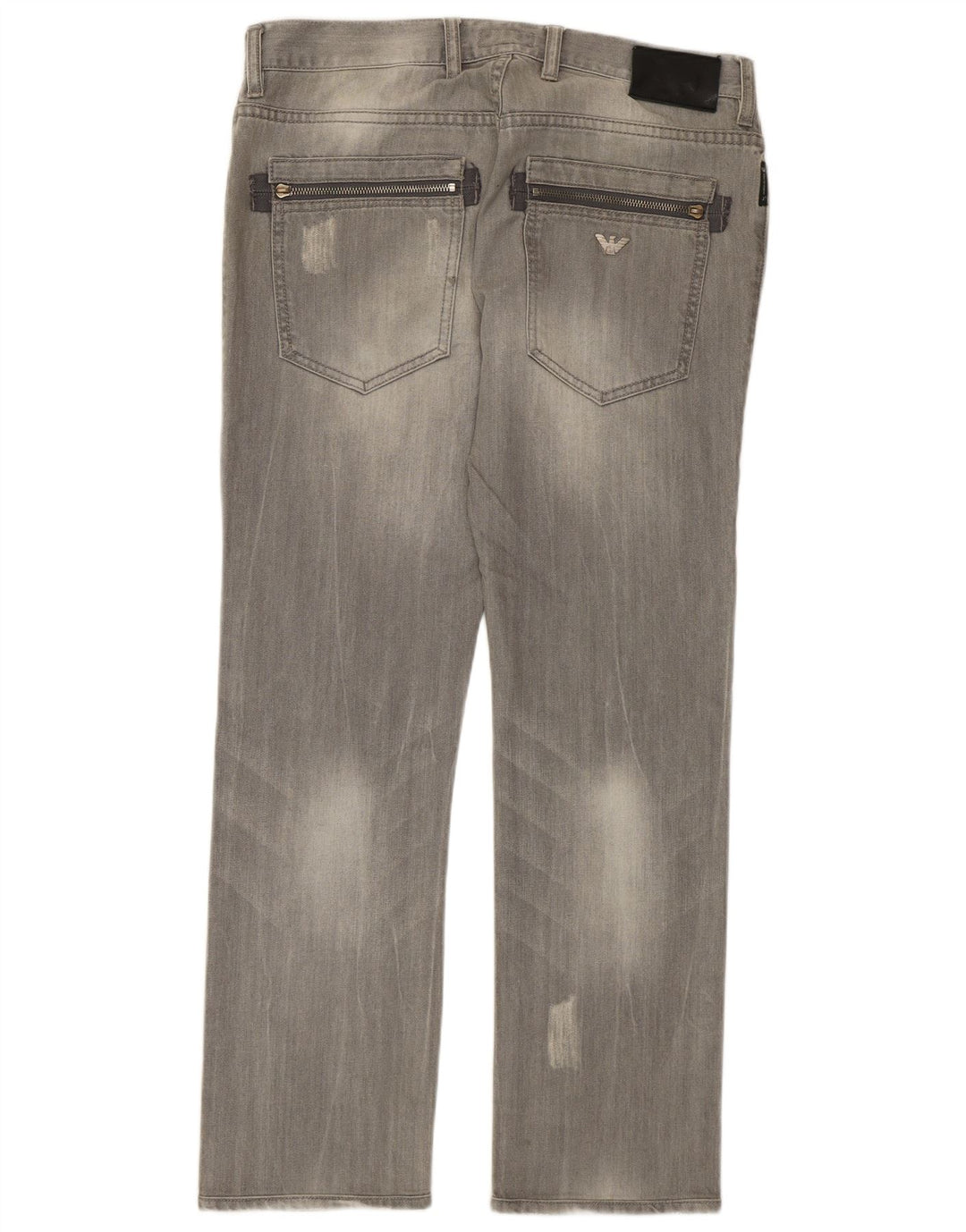 Armani Herren Distressed Straight Jeans W32 L29 Graue Baumwolle
